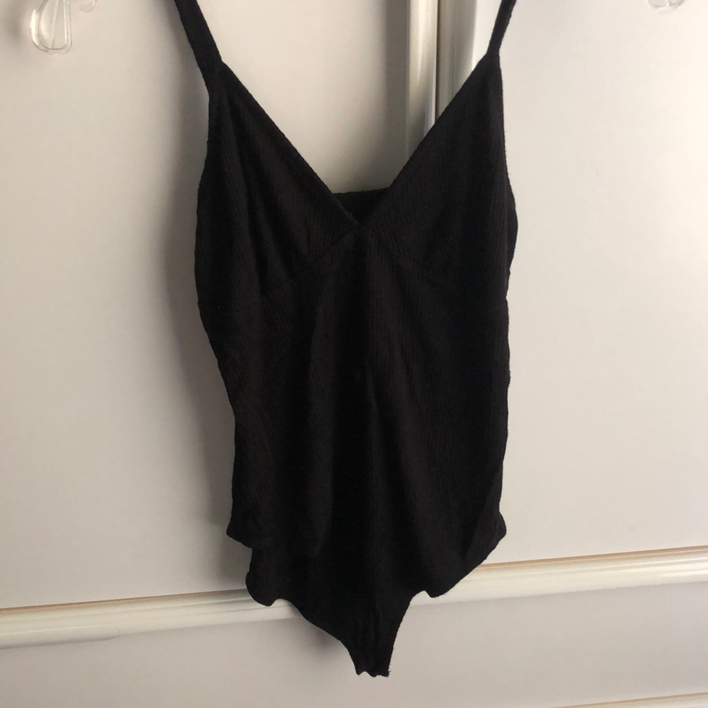 Ribbed Black Body Suit